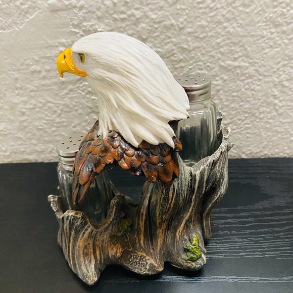 DWK Corp. BALD EAGLE TREE BIRD PROUD SEASONS FIGURINE SALT AND PEPPER SHAKER SET - Picture 10 of 15